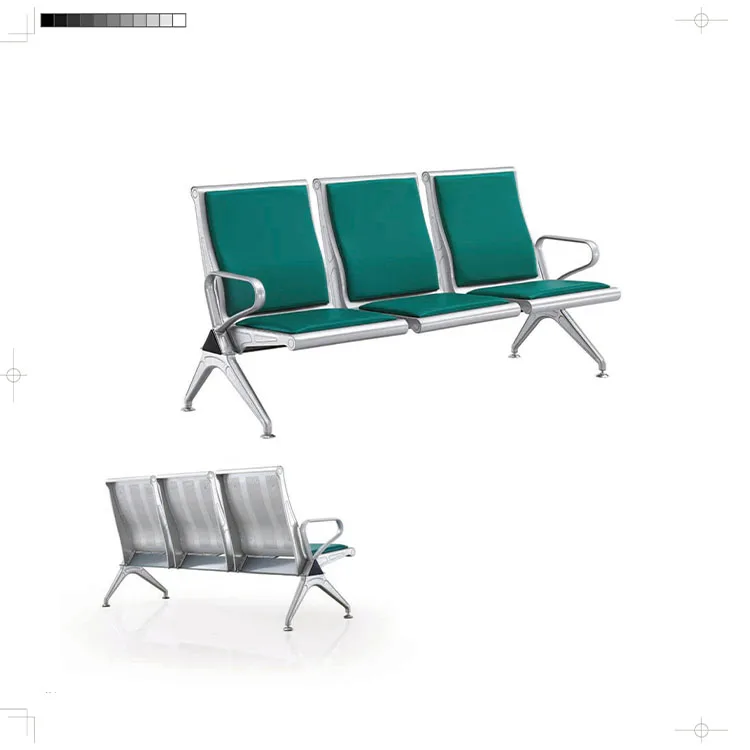 High Quality Commercial Full Leather Padded Sofa Chair Office Furniture Chair Reception Room Waiting Bench Seat