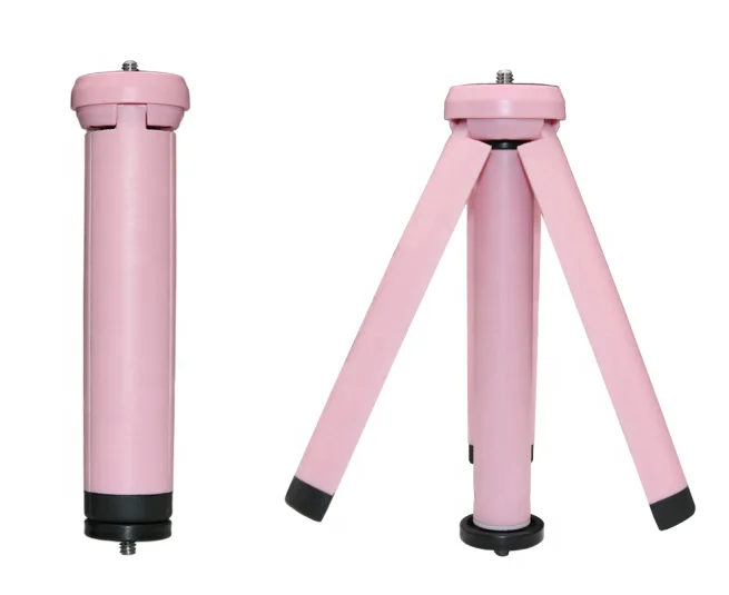 Kaliou A079 adjustable height desktop tripod with 1/4 screw  ABS plastic pink and black for phone holder  table storage tripod