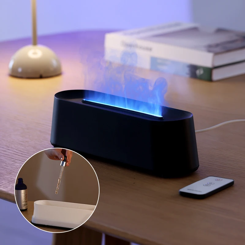 Colorful Flame Led Aroma Defuser 300ml USB Ultrasonic Cool Mist 3D Fire Flame Air Diffuser Humidifier For Home