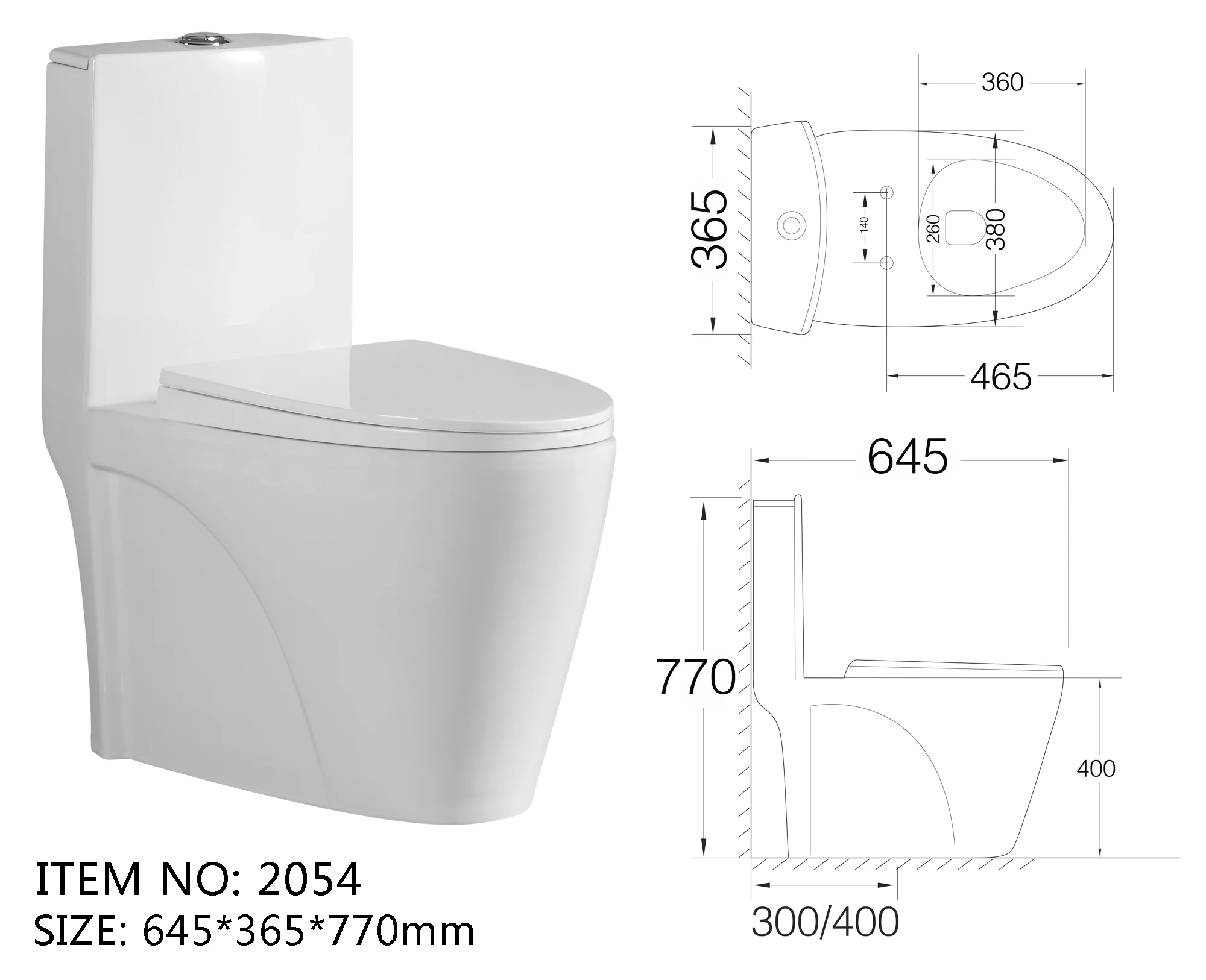 Sanitarios Washdown Rimless White One Piece Ceramic Wc Bathroom siphon Toilet Bowl S-trap 300mm Inodoro