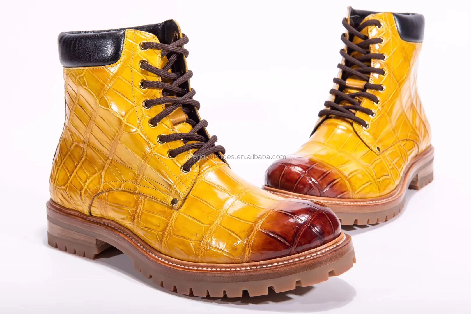 Goodyear welt Men Martin Boots Shoes Alligator Skin ankle men leather Boots High Quality winter crocodile Leather Boots For Men