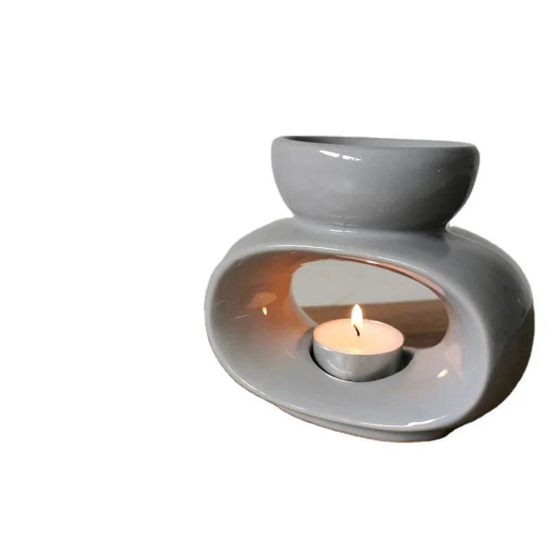 2 in 1 incense burner luxury  box    wax burner ceramic grey oil burner wax warmer  home gift