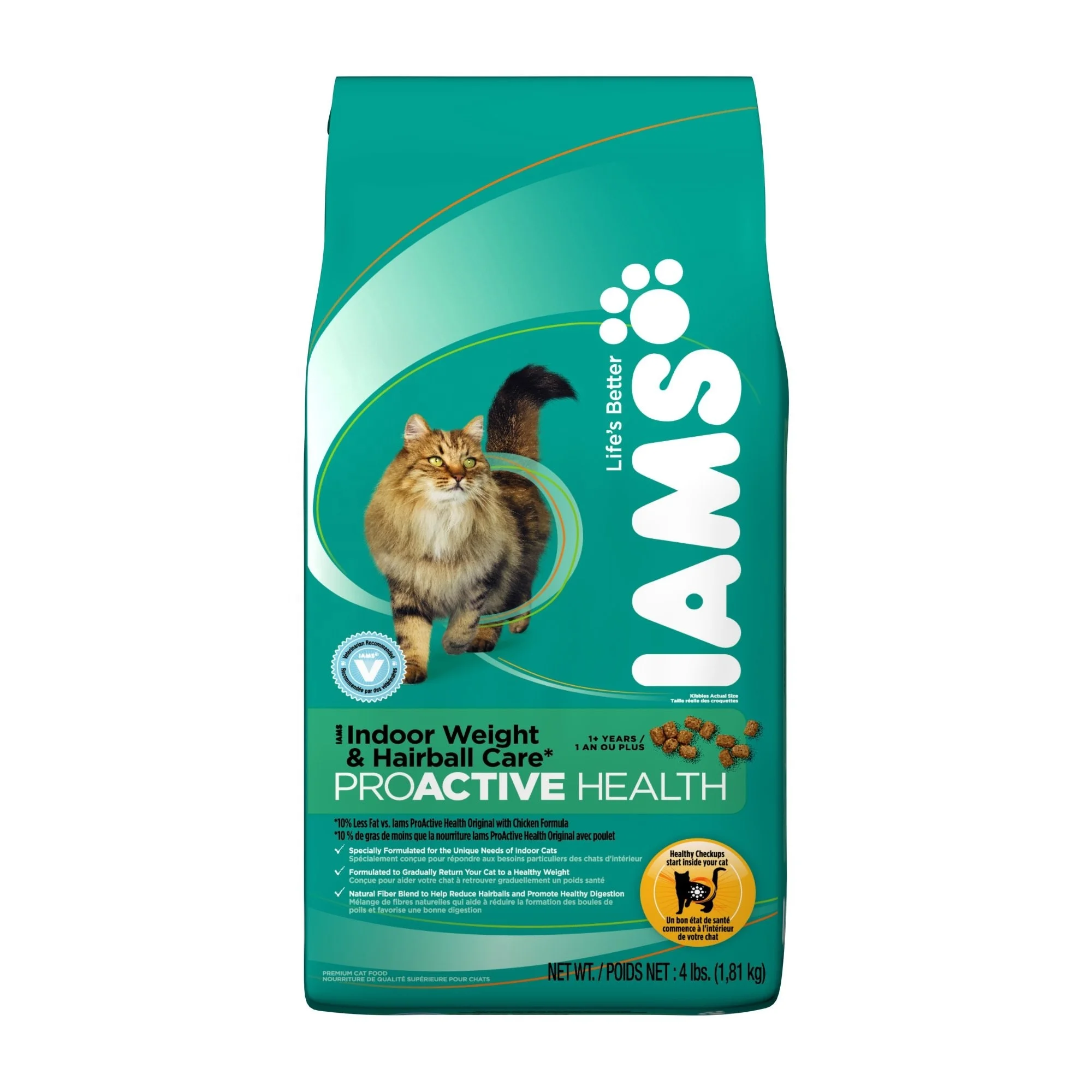 
Iams Proactive Health Adult Indoor Weight Hairball Care Chicken Dry Cat Food 4 Lbs animal pet feed bag 