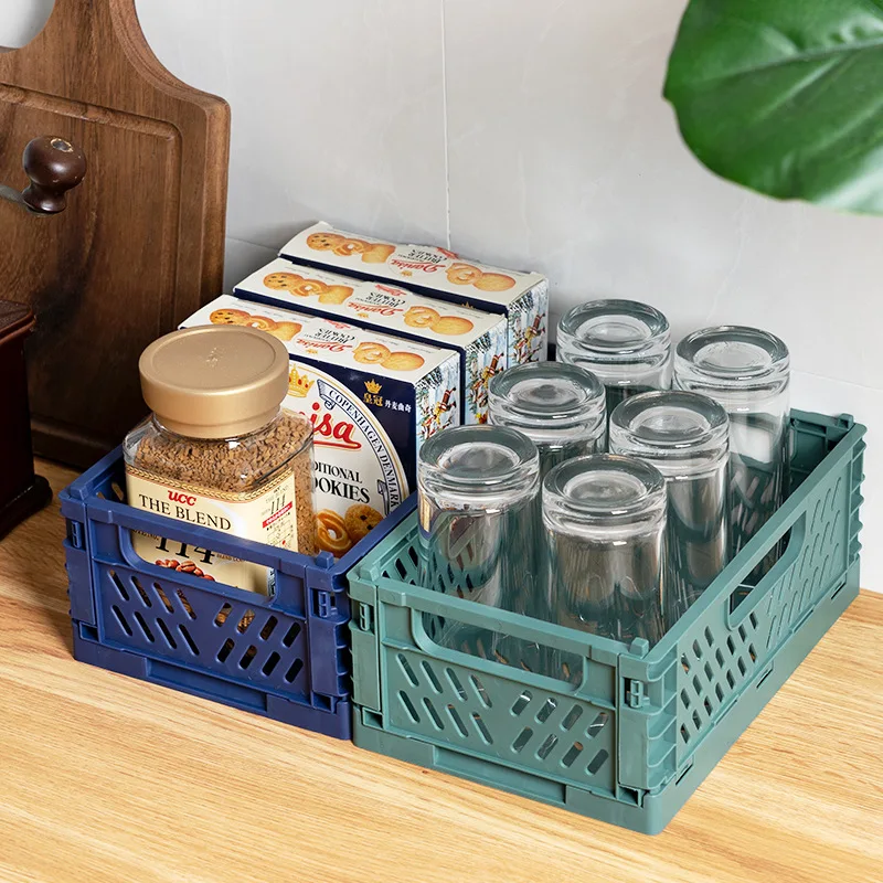 Wholesale Plastic Small Collapsible Storage Crate Foldable Snack Candy Fruit Boxes Folding Storage Basket