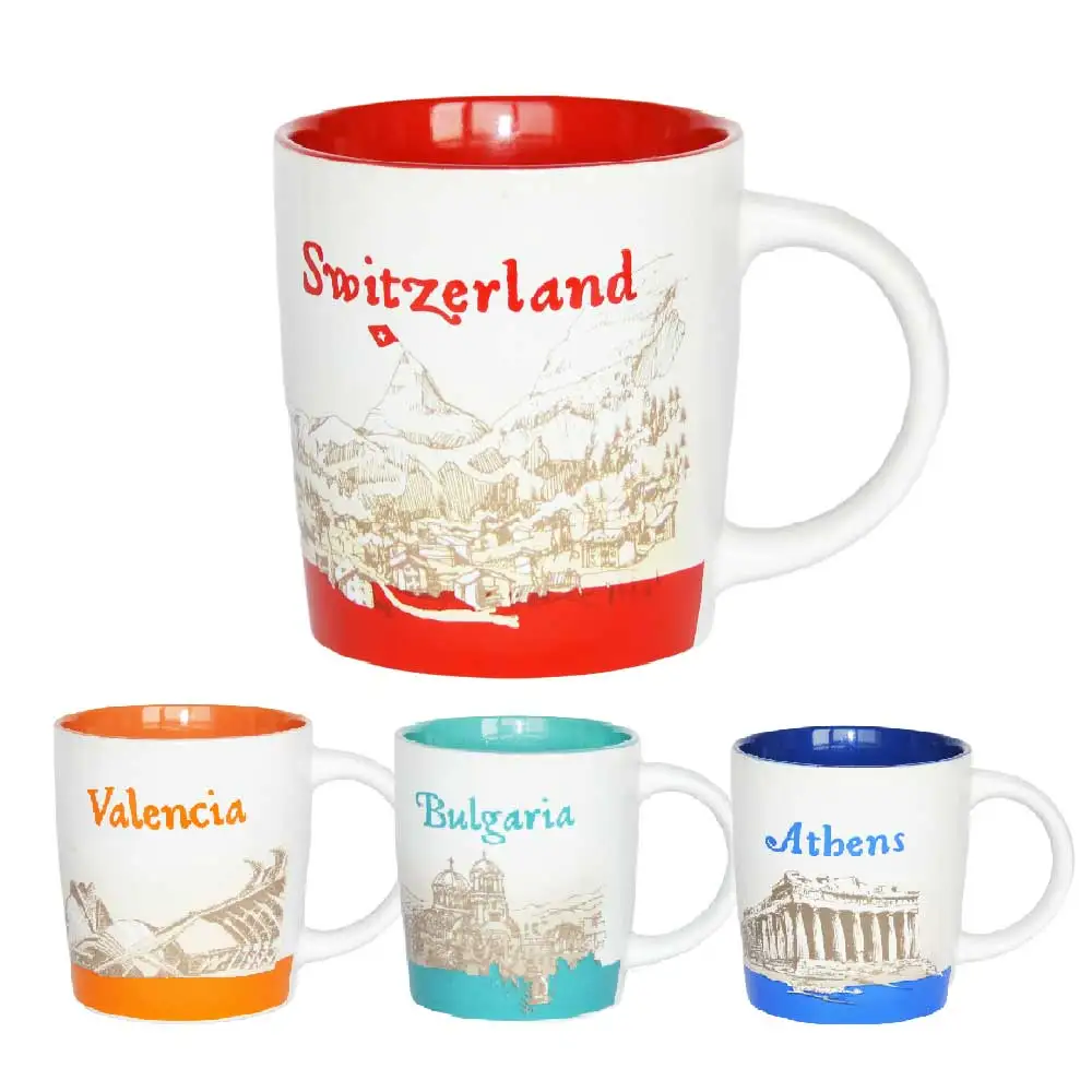 Europe Travel Souvenir Collection Mug 16oz City Design Germany, Switzerland, Netherlands Norway Spain Portugal