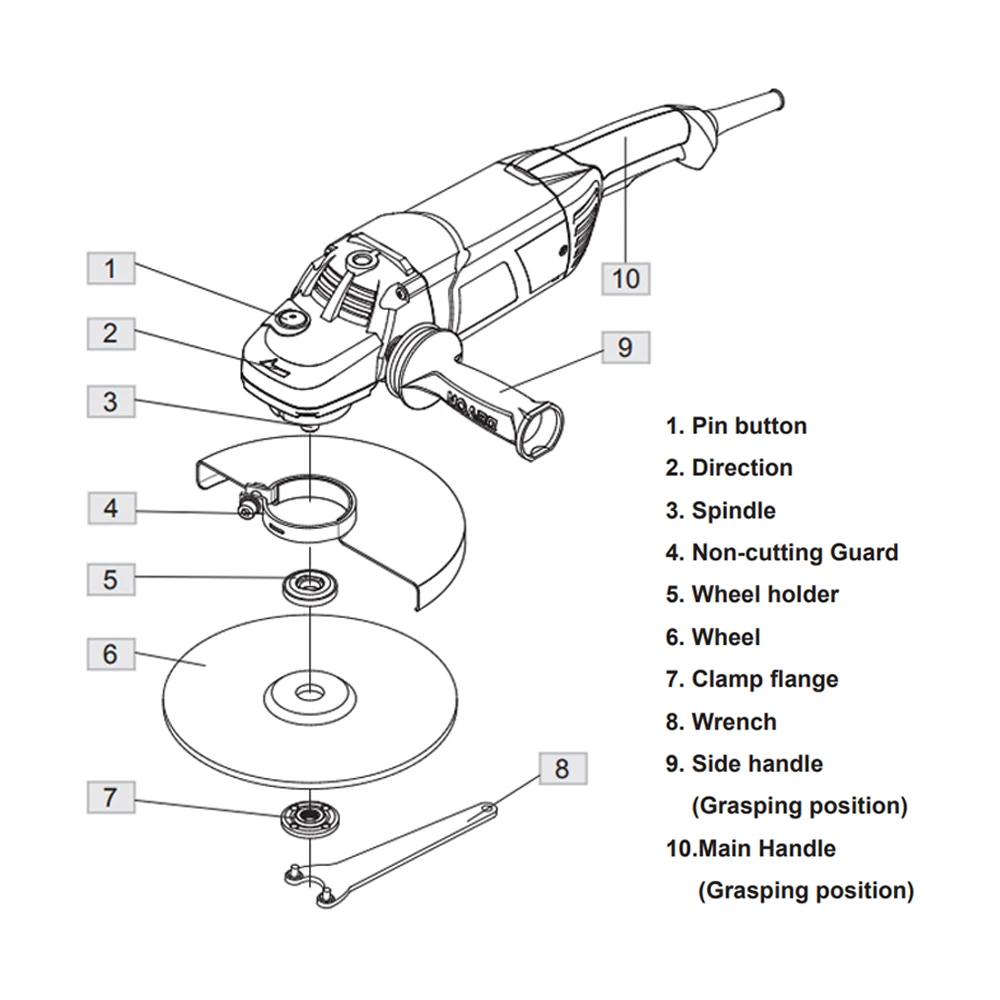 DEVON 230mm Angle Grinder Water-proof Speed Electric Battery Angle Grinder Machine
