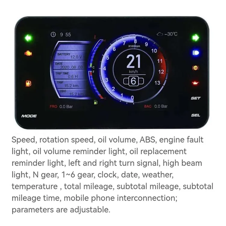NO.12 измеритель скорости, часовой прибор, светодиодный ЖК-дисплей, спидометр, цифровой одометр, тахометр, конкурентоспособные цены, запчасти для мотоциклов, множество