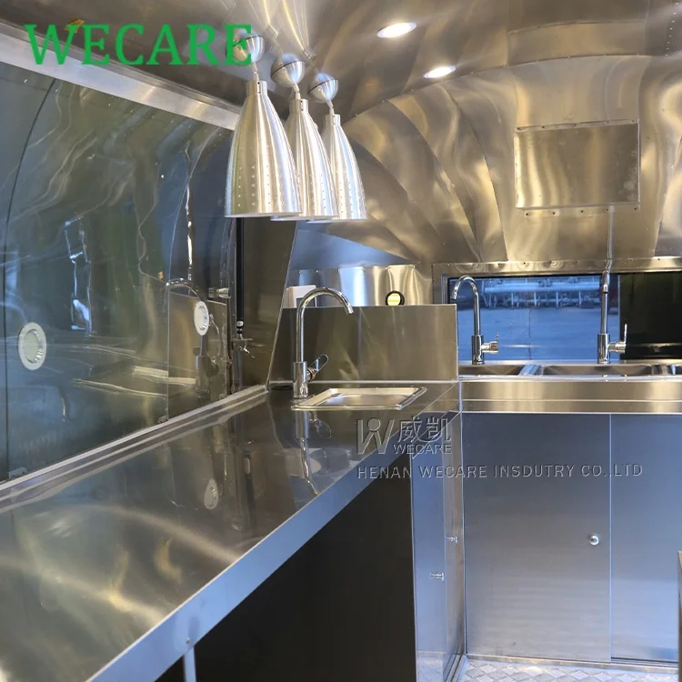 WECARE 8m Airstream Concession Trailer Mobile Kitchen Food Truck for Sale