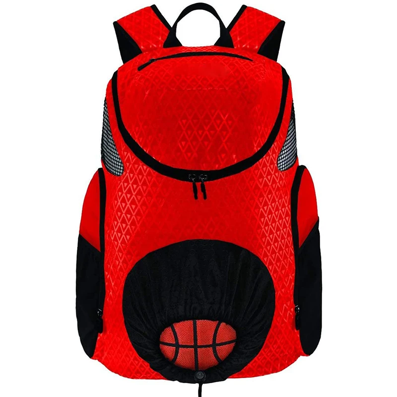 Youth Basketball Backpack Soccer Sports Equipment Bag Basketball with Drawstring Ball Storage Built in Compartments for Shoes