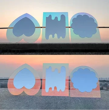 Iridescent Wall Mounted Acrylic Mirror Modern Multi Style Acrylic Decor Mirror Choose For Living Rom Hallway