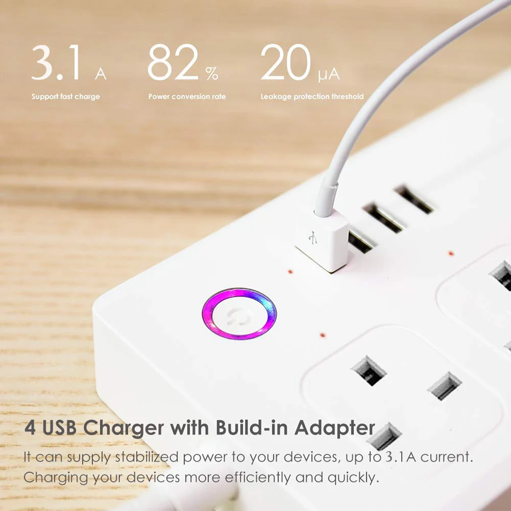 Умный удлинитель Tuya с Wi-Fi 16 А 4
