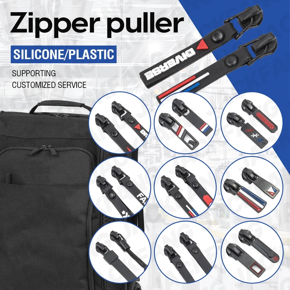 Godl custom logo locking bag stainless steel metal zipper head puller zinc alloy size 5 zipper slider with logo for backpack bag