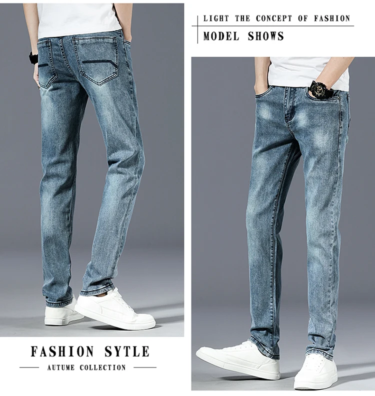 High Quality of Exports Skinny Jeans for Men Stylish Blue Gray Vintage Softener Straight Knitted Jean Material 10 Fabric WASHED