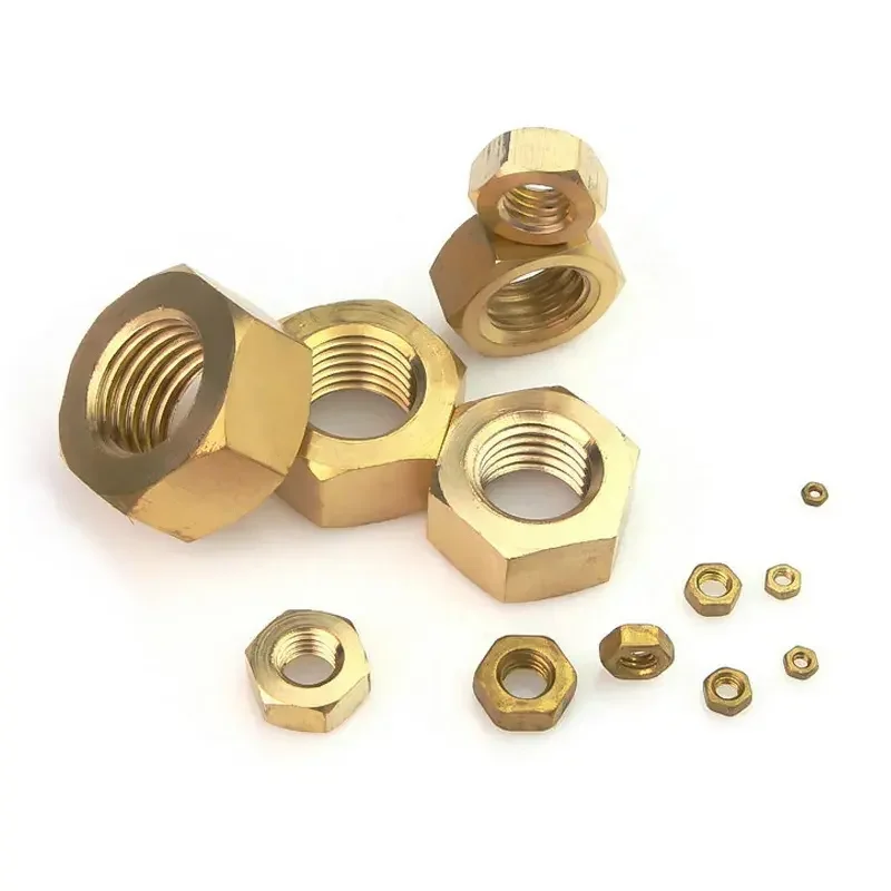 DIN934 Nut and Bolt Manufacturing Fastener Solid Brass Copper Hex Hexagon Nut for M2-M24 Screw Bolt Metric Thread