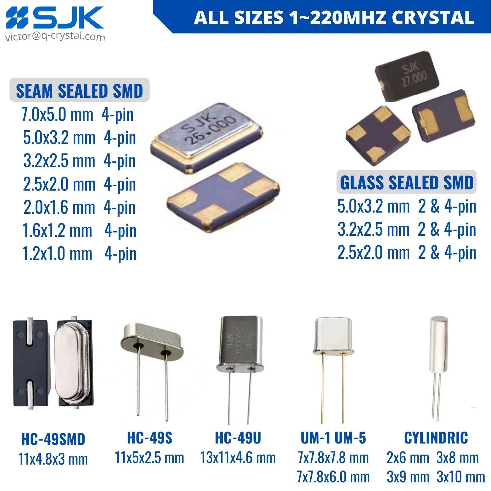 5x3,2 мм хрустальную вазу 4-контактный 1 ~ 220 МГц XTAL 5032 шов SMD -SJK-
