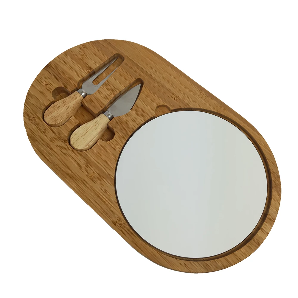 
Cheese Knife with Tempered Glass Cutting Board Bamboo 