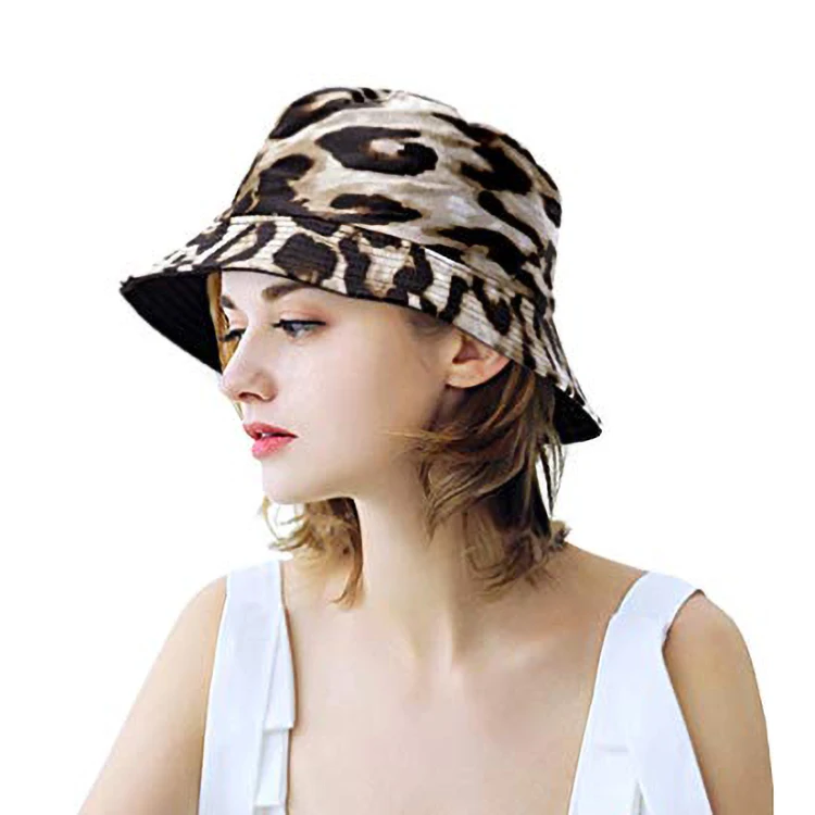 
2020 Custom Women Accessory For Foldable Double-sided Print Bucket Hat Cheetah Bucket Hat 