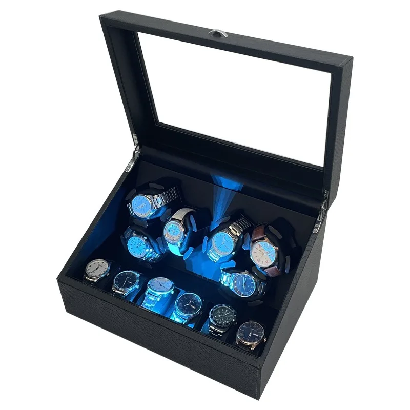 2 Triple 12  Slots Automatic Watch Winder Luxury Storage Case Rotating Display Box Wood Box