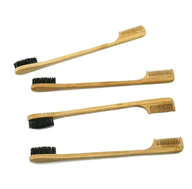 Amazon hot selling Durable Wooden Bamboo Beauty Double Side Brush Custom Logo Vegan Eyebrow