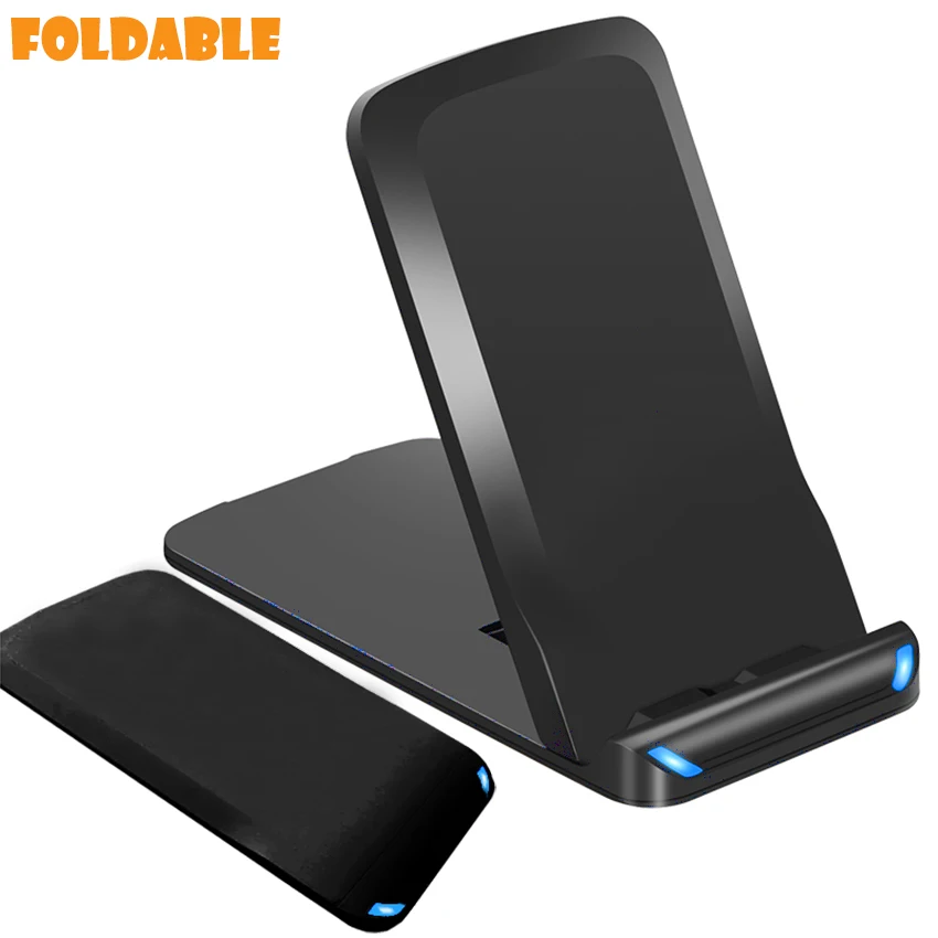 QI Certified Wireless Charger Stand 15W 10W Fast Charging Fold to Pad Powermat Foldable Univeral Desktop