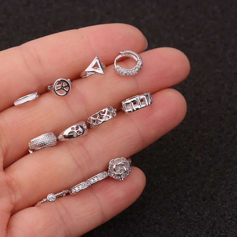 Fashion mini earrings zircon small ear buckles creative personality cartilage piercing earrings wholesale