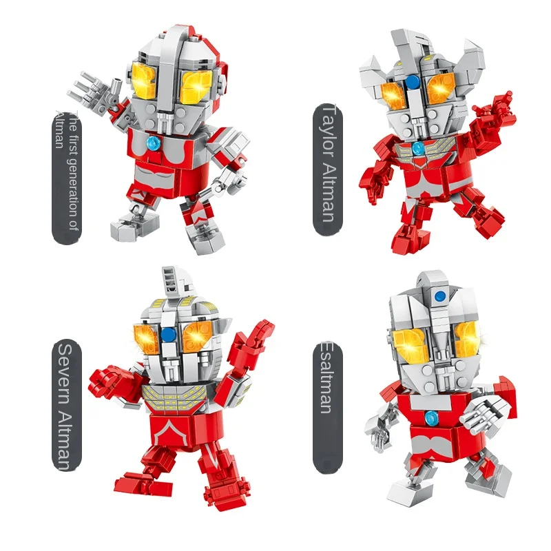 Panlos 690014 Cartoon Anime Ultraman Learning Build Block Brick Set 3D DIY Assembly Modeling Educational Toy, Boys Favourite ABS
