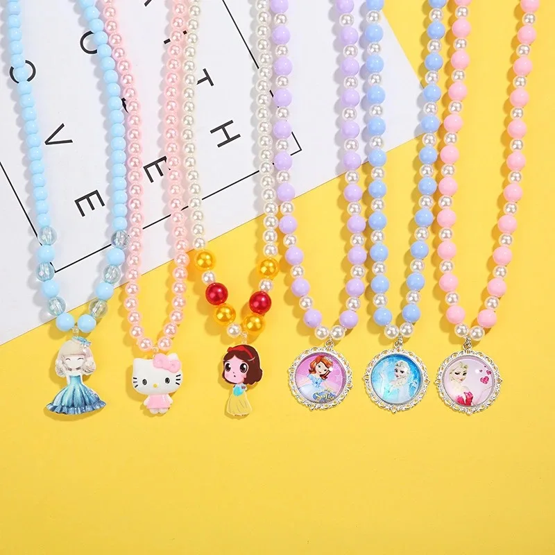 Fashion Frozen Gift Box Beads Toy Necklace Bracelet Ear Clip Set Decoration Children Jewelry Set For Girls