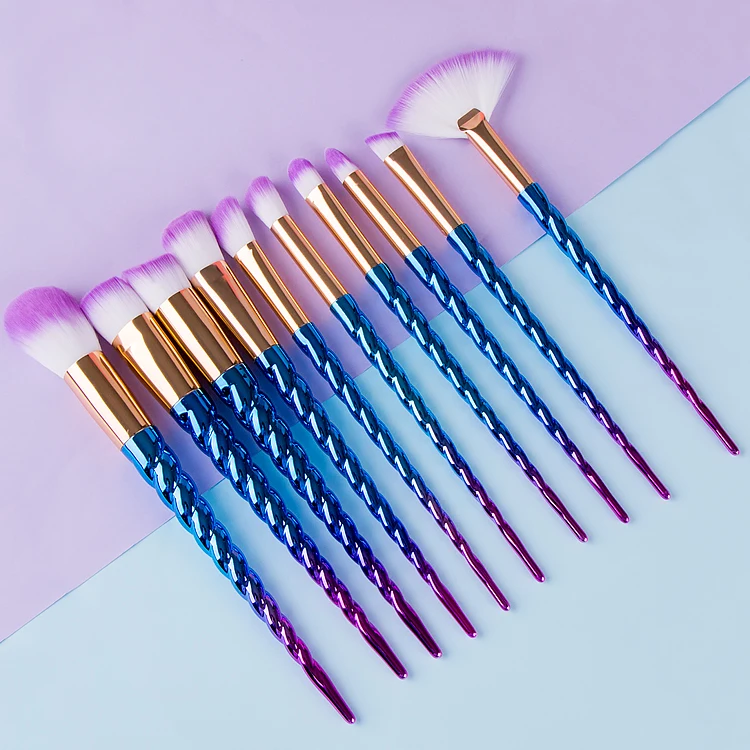 Popular promotional boutique10pcs face makeup colorful vegan mak up brush set other makeup brushes set