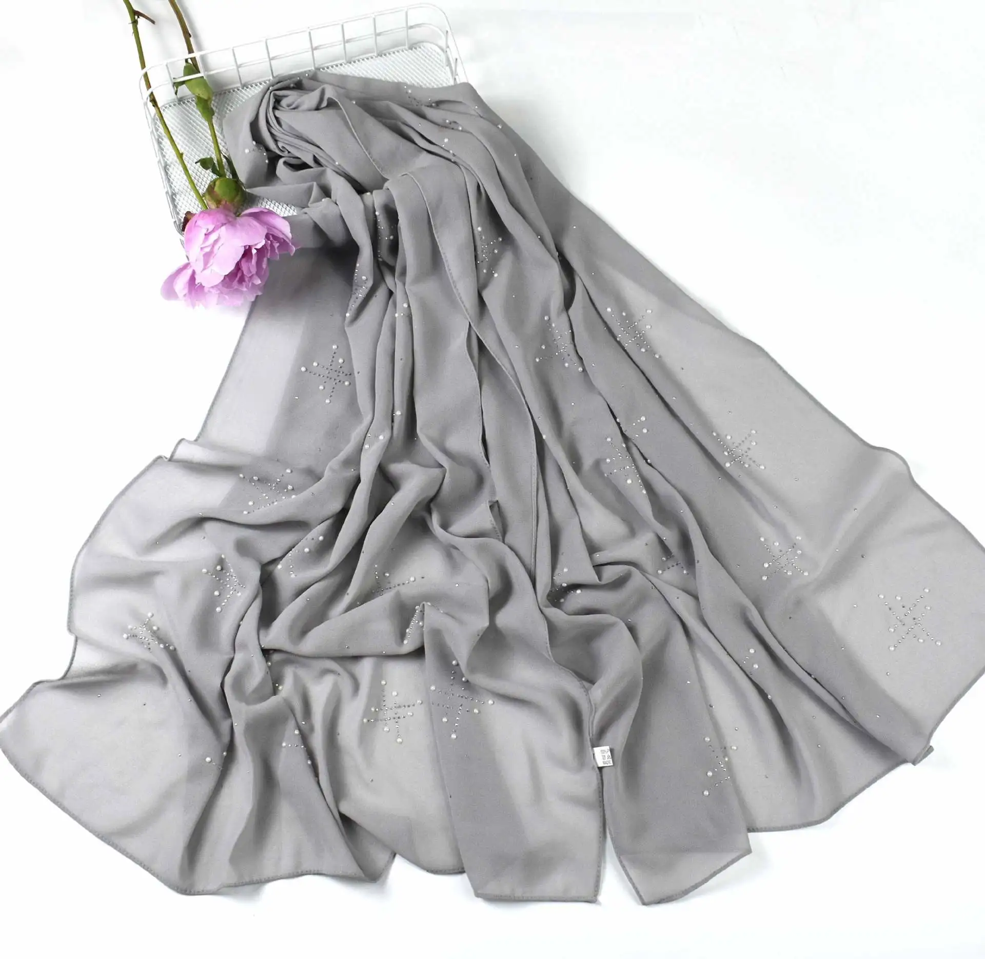 100 Polyester Square Dyed Hijab Scarf Arab Malaysia Islamic Women