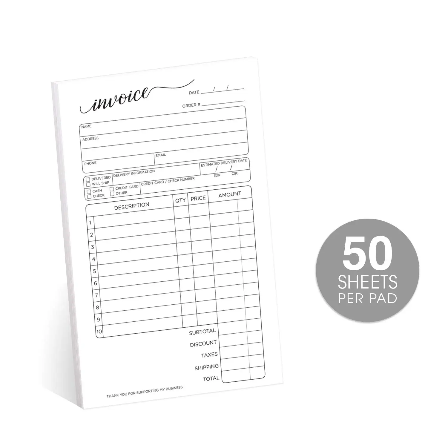 Factory Price Receipt Book Custom with Carbon Copies for Invoice Commercial Order Form Receipts Invoice Book Free Design