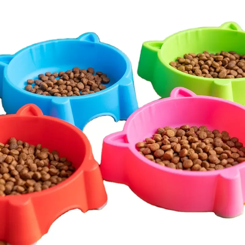 Gaosheng High Quality non-slip pet cat face Round Shape Pet Feeder Plastic Dog Bowl