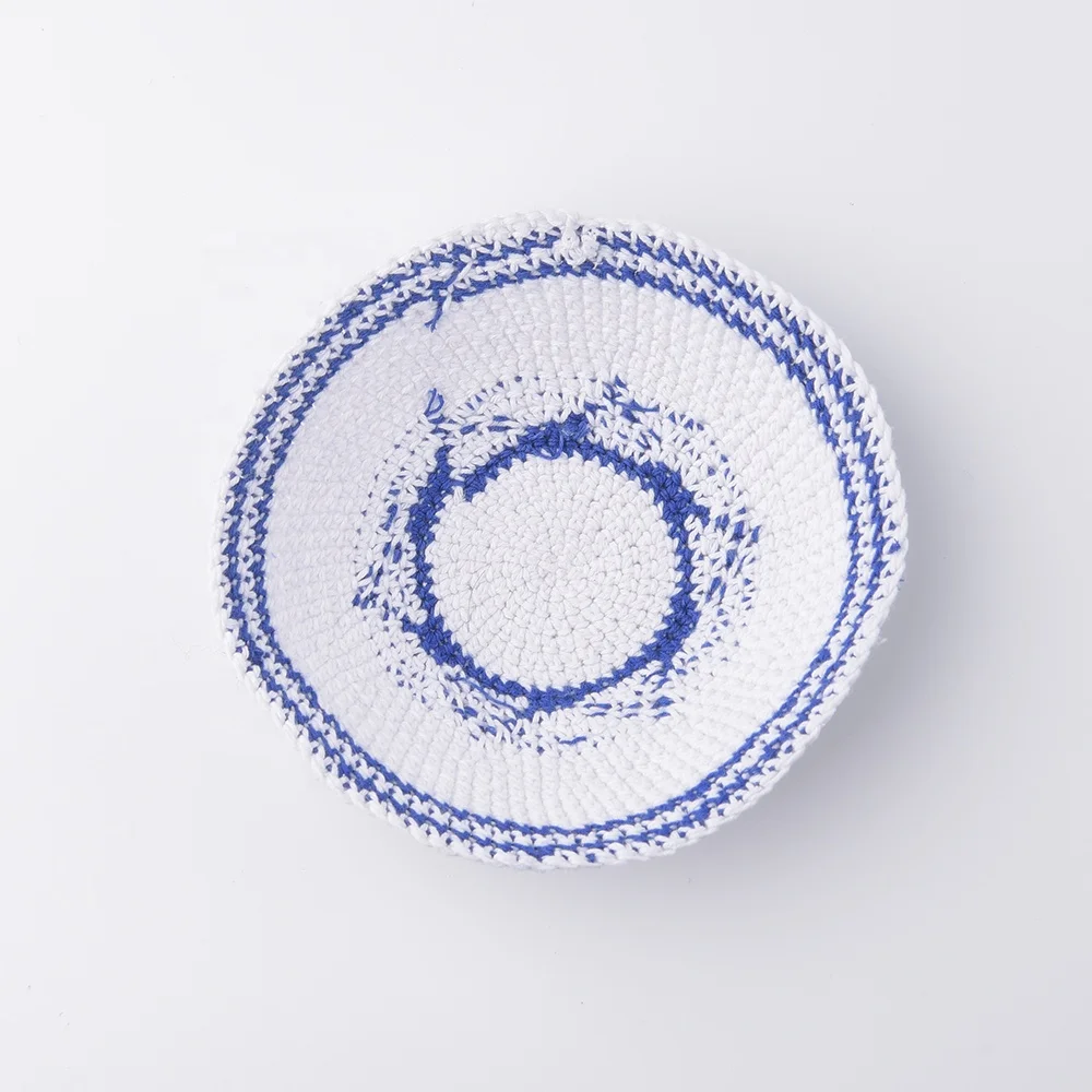  Заводской темно-синий Kippah. Вязаный крючком Kippah ручной работы 100% хлопок вязаный черный крючок Yarmulke