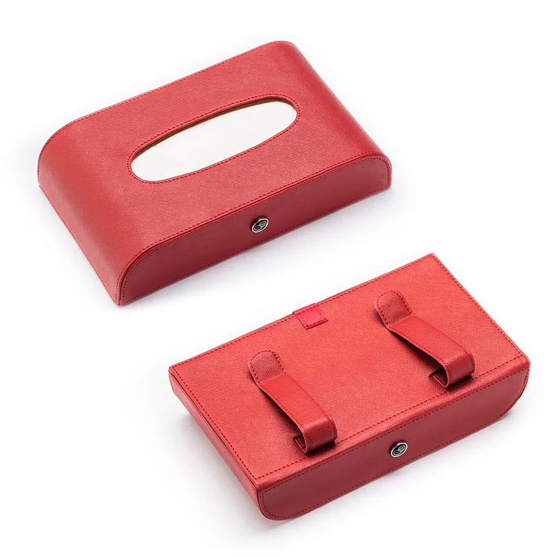 2021 New Car Interior Accessories Portable Visor Tissue Holder PU Leather Box Organizer