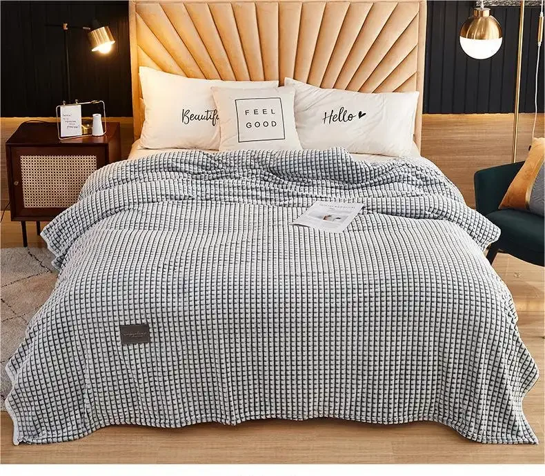 Stripes Small Square Flannel Fleece Blanket Solid Baby Blanket Super Soft Luxury Plaid Blankets