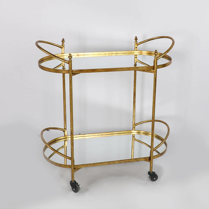Лидер продаж Золотая декоративная тележка для хранения в винтажном стиле