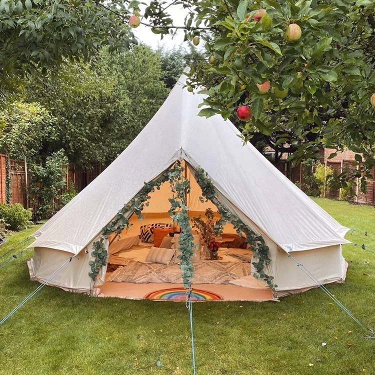 3/4/5/6/7m Waterproof UV resistance big space 900D oxford cotton canvas bell tent outdoor glamping event tent for resort