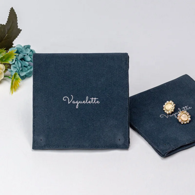 Wholesale Two Sided Suede Jewelry Pouch Velvet Necklace Bracelet Jewelry Bag with Custom Logo