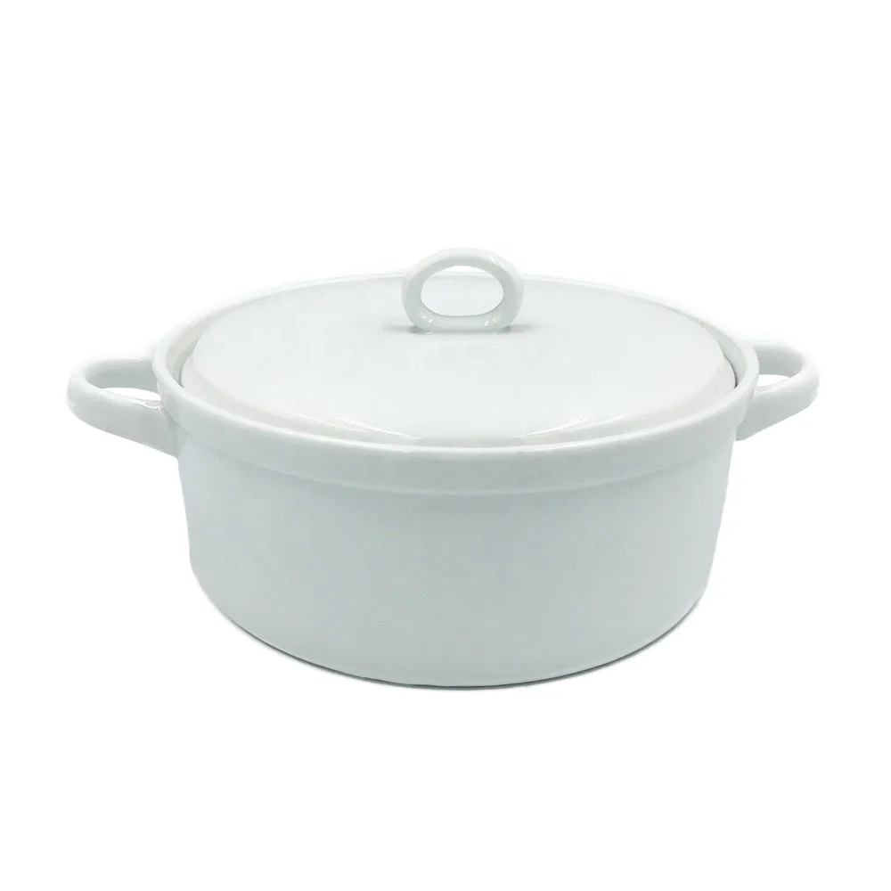 
Fine Porcelain Small Ceramic Dish Enamel Casseroles Pot With Lid And Handles Cookware Set 