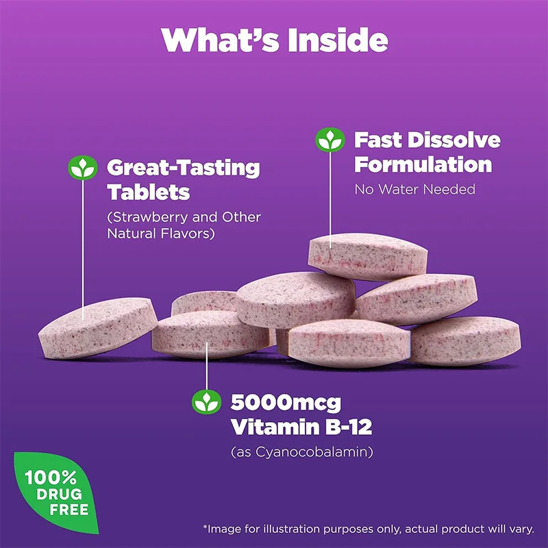 Hot Selling Vitamin B12 Tablet For Nervous System Support And Energy metabolism Supplements Vitamin B12 Fruit Flavor  Candy