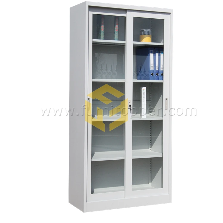 Office Steel Furniture Sliding Glass Door Display File Cabinet Steel Metal Filing Cabinet Cupbord