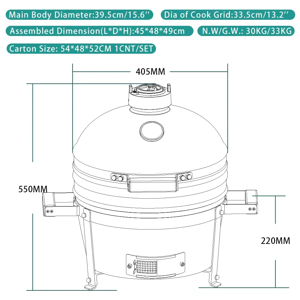 Ceramic Egg Kamado Outdoor Kitchen Garden Bbq Grill 13 18 21 23 24 27 29 Inch Spherical Pellet Smoker Camping Barbecue Asadores