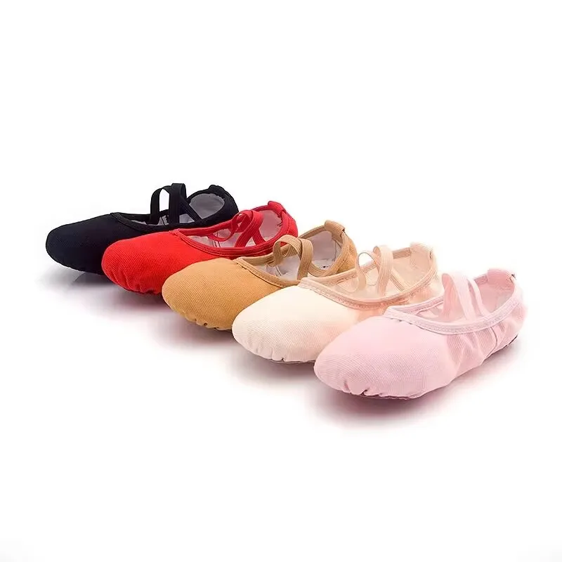 Multicolorful low MOQ professional purple girls canvas soft sole ballet dancing shoes