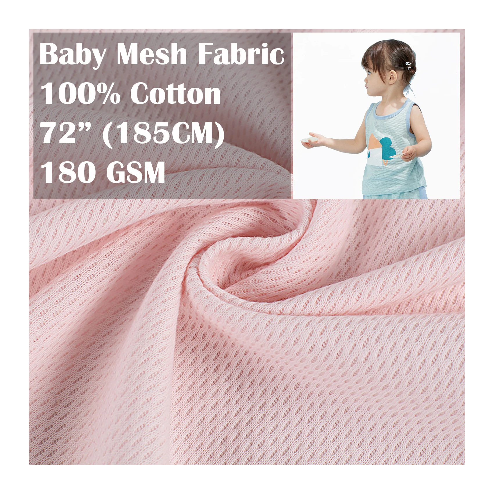 Jacquard Quick Dry Fit Mesh Cloth Pillowcase Fabric Knit Weft Cotton Spandex Single Jersey Mesh Fabric for Baby