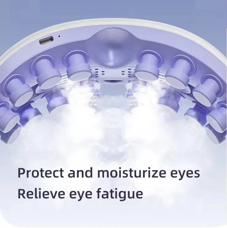 New Product 3D Acupressure Music Timing Heated  Eye Massager Relieve Fatigue Spray Moisture Eye Massage Device