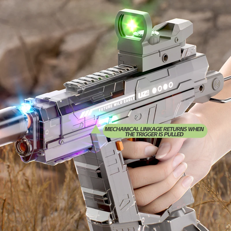 2024 Hot Sale Summer Toy  Cool Lighting Automatic Powerful Squirt Electric High Pressure Uzi Water Gun Blaster for Adult