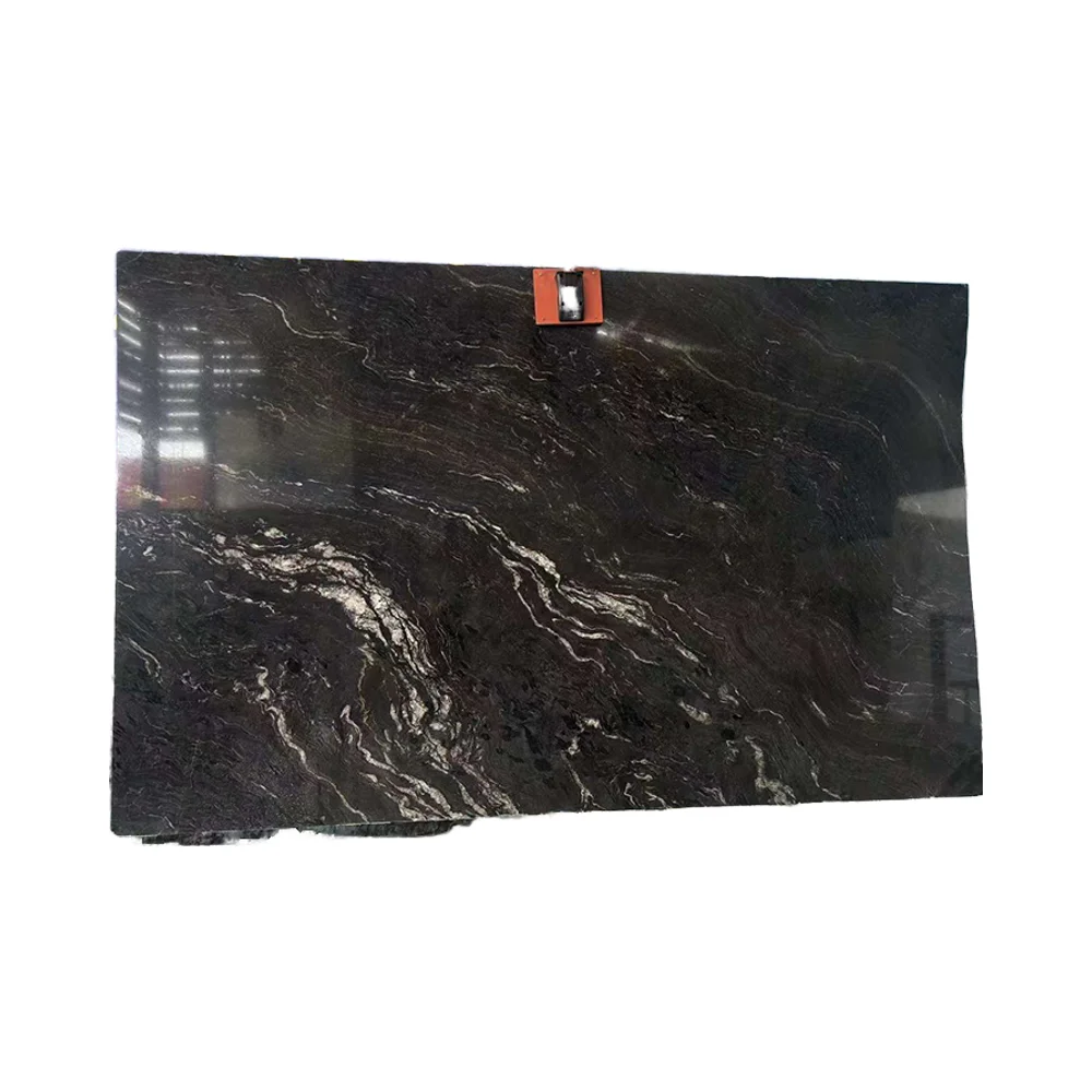 Luxury Modern Polished Gu cii Black Quartzite Stone Brazil Natural Cosmic Black Granite Vanity Top Kitchen Bathroom Big Slab
