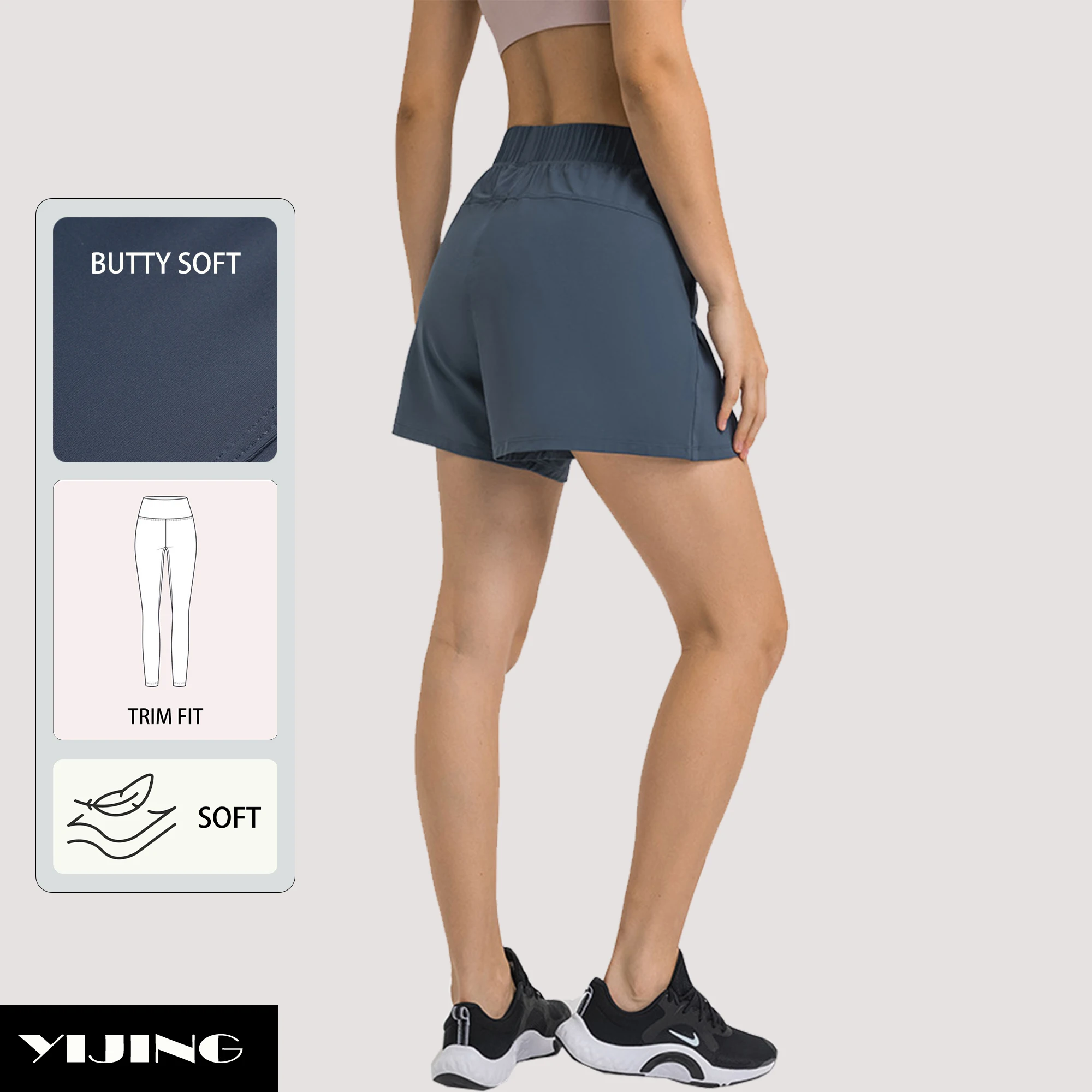 New Fashion Women Workout Gym Warm-Up Shorts High Waist Casual Loose Polyester Spandex Yoga Shorts For Women