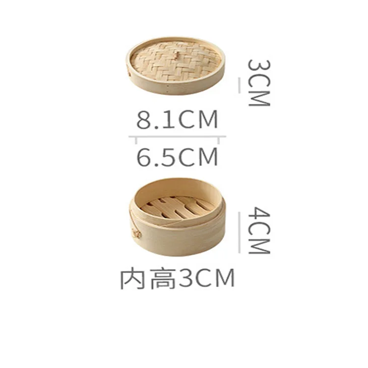 Kitchen accessories 10 inch 12 inch dumpling sticky rice food dim soup wood 2 tier mini dim sum bamboo steamer dim sum