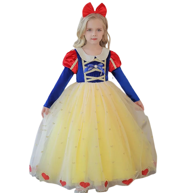 Girls snow white princess costume cosplay dress fairytale role play birthday tulle gown