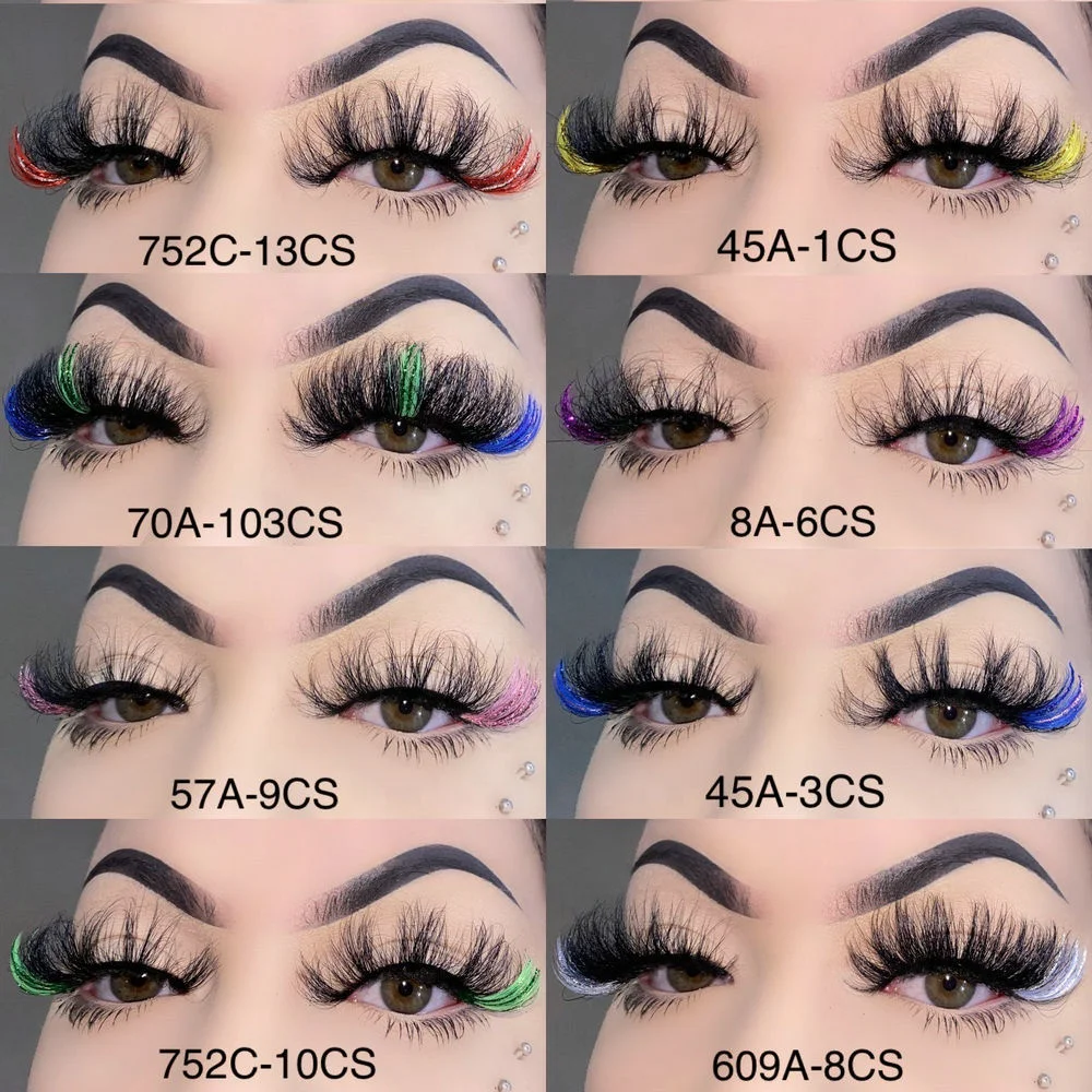 Красочные 25 мм ресницы 3D норковые этикетки Lashes3d цветные полоски с ресницами